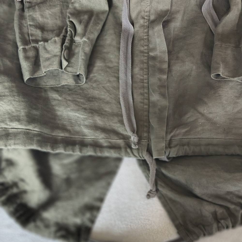 4 Loveandliberty Women's Linen Olive Green Jacket with Lace Details Size L - Picture 6 of 13